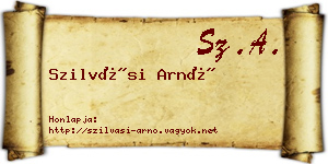 Szilvási Arnó névjegykártya
